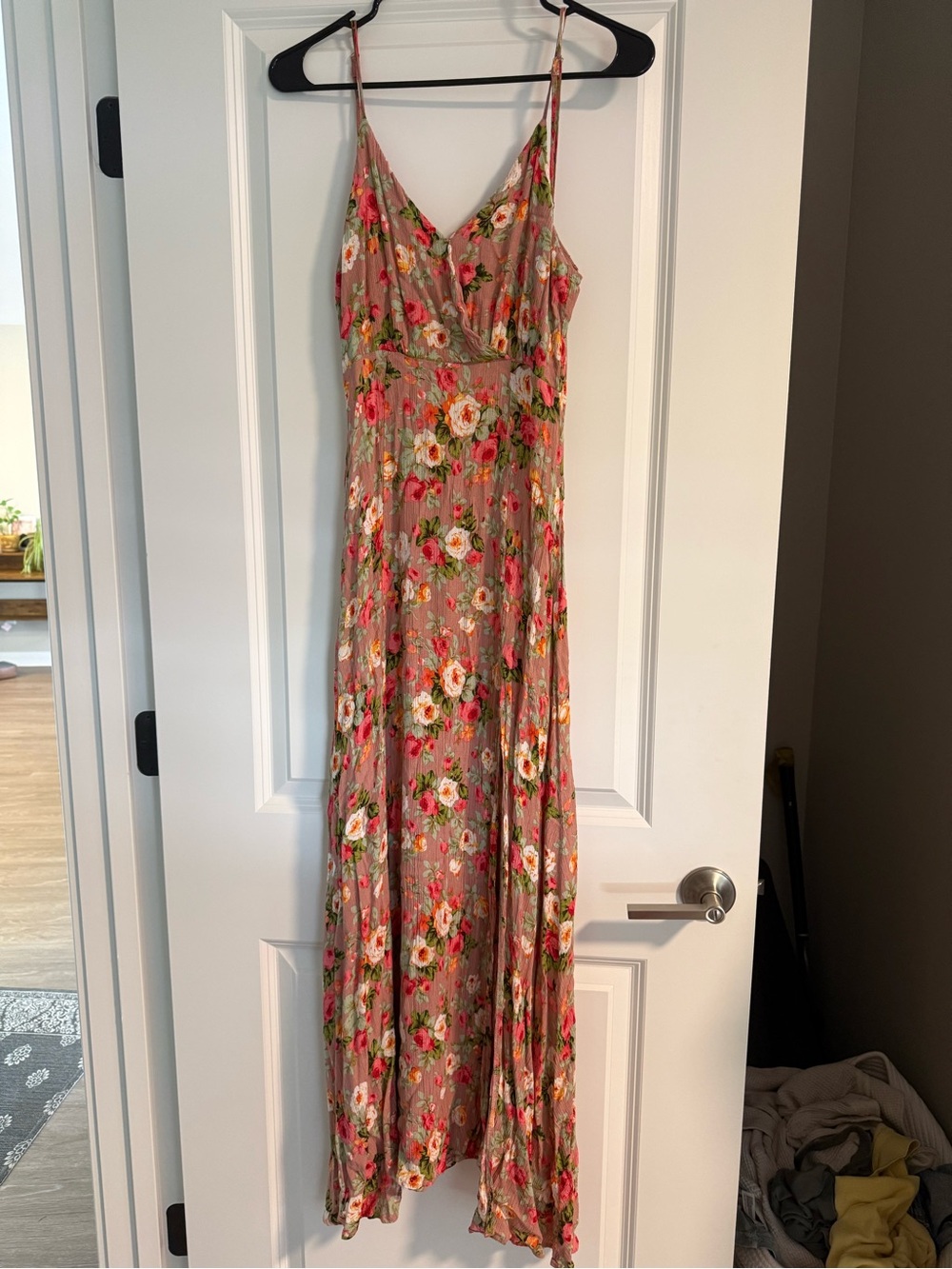 Lulu's Dusty Rose Floral Spaghetti-Strap Maxi Dress
